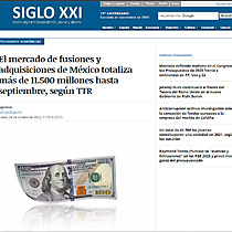 El mercado de fusiones y adquisiciones de Mxico totaliza ms de 11.500 millones hasta septiembre, segn TTR